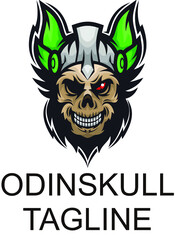 odin head skull character mascot logo - obrazy, fototapety, plakaty