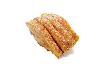 Crispy pork belly or deep fried pork isolated on white background