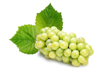 Obraz premium Fresh Organic Shine Muscat, Green Grapes with leaf isolated on white background with clipping path.