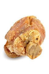 Homemade Crispy, Golden Deep Fried Pork Knuckle isolated on a white background. Clipping path.
