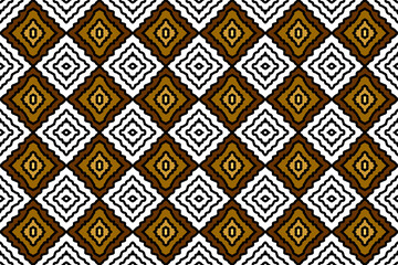 Seamless ancient retro fabric pattern, golden brown and white wavy flowers, Thai fabric pattern and for the background