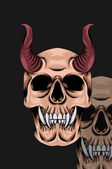 Fanged skull vector illustration