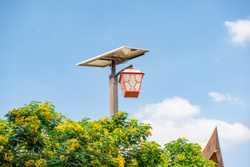 beautiful original street lamp in dubai zoo