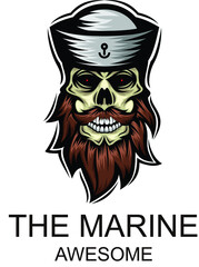 marine skull head character mascot logo