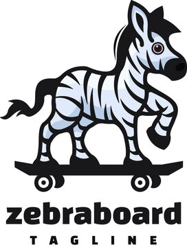 zebra skate board character mascot logo