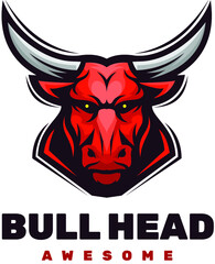 bull head character mascot logo