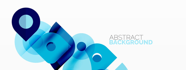 Colorful round shapes, circles and triangles background. Minimal geometric template for wallpaper, banner, presentation