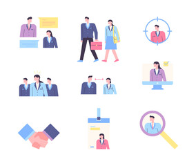 Corporate Talent Recruitment Employee Concept Design Character. flat design style vector illustration.