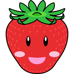 苺のキャラクターのイラスト（アウトラインあり）