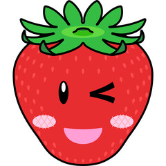 苺のキャラクターのイラスト（アウトラインあり）