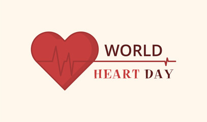 Poster, banner, postcard illustration for World Health Day, April 7th. Red heart on an easy yellow background and the words World Health Day.