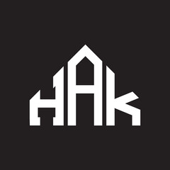 HAK letter logo design on Black background. HAK creative initials letter logo concept. HAK letter design. 
