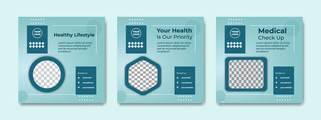 Modern design of social media post templates. Suitable for health webinars, health poster, business webinar, online classes and other online seminars.