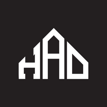 HAO letter logo design on Black background. HAO creative initials letter logo concept. HAO letter design. 
