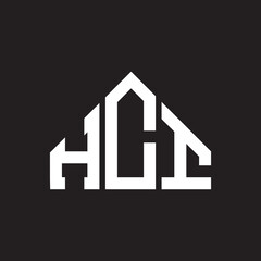 HCI letter logo design on Black background. HCI creative initials letter logo concept. HCI letter design. 