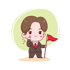 Cute cartoon character of businessman. Hand drawn style flat character isolated background