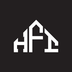 HFI letter logo design on Black background. HFI creative initials letter logo concept. HFI letter design. 