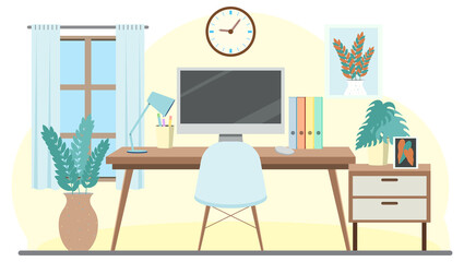 Workroom interior concept in flat design