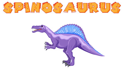 Wordcard design with purple spinosaurus