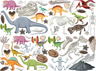 Set of different prehistoric dinosaur animal © blueringmedia