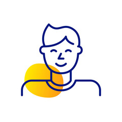 Young boy wearing a t-shirt. Pixel perfect, editable stroke icon