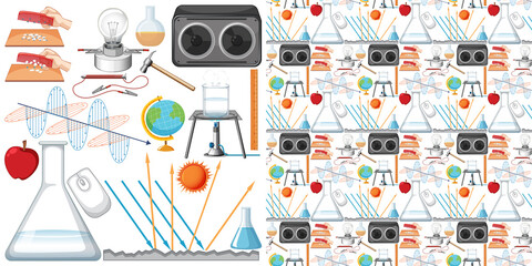 Seamless background with science equipments