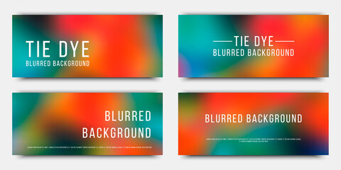 Set of abstract rectangular horizontal banners. Blurred backgrounds in Tie dye style . Vector illustrations