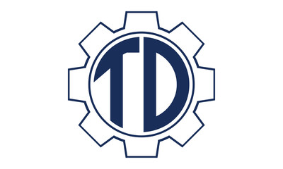 TO two letter monogram type mechanical | industrial | engineering  creative initials letter with gear icon logo design vector template.