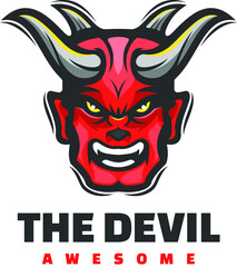devil head character mascot logo