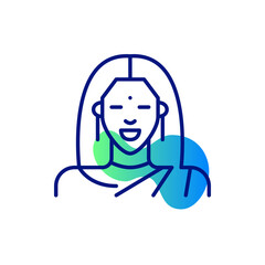 Young and beautiful Indian girl wearing traditional clothes. Pixel perfect, editable stroke icon