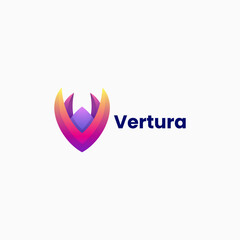 Vector Logo Illustration Letter V Gradient Colorful Style.