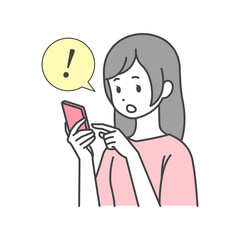 スマートフォンを操作して何かを発見した女性