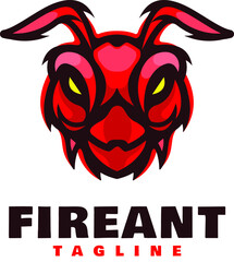red ant heaed charactaer mascot logo