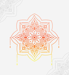 Mandala illustration of flowers for greeting cards, Henna images and tattoo templates.