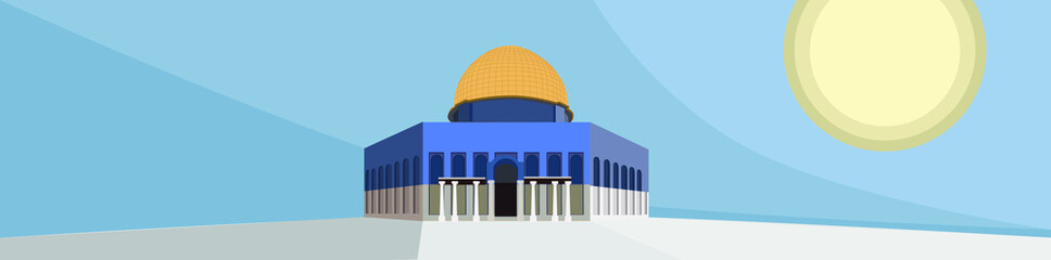 Al-Aqsa Banner flat vector