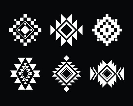 set of tribal decorative elements. Ethnic pattern for textile design. aztec geometric ornament.
