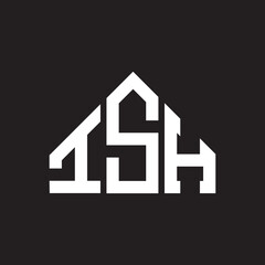 ISH letter logo design on Black background. ISH creative initials letter logo concept. ISH letter design. 