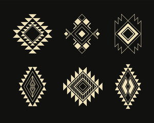set of tribal decorative elements. Ethnic pattern for textile design. aztec geometric ornament.