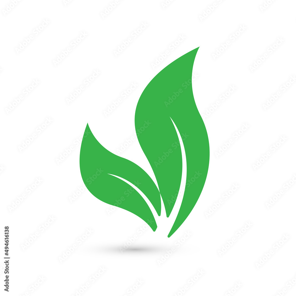 Wall mural beautiful leaf cencept design in green nature, green leaf icon mode and logo for ecology design, vec