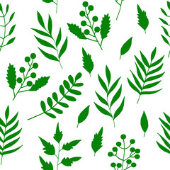 flowers and leaves seamless pattern hand drawn. vector, minimalism, scandinavian, monochrome, trendy colors 2022. simple abstract plants. wallpaper, wrapping paper, textiles, background.