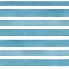 Deurstickers Blauw wit Aquarel naadloze patroon met kleurrijke lichtblauwe horizontale vlekken. Op witte achtergrond.