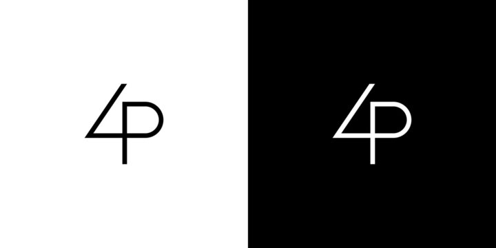 Modern and unique letter 4 P initials logo design