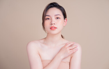 Attractive young Asian woman with fresh skin. Face care, facial treatment, , woman beauty skin...