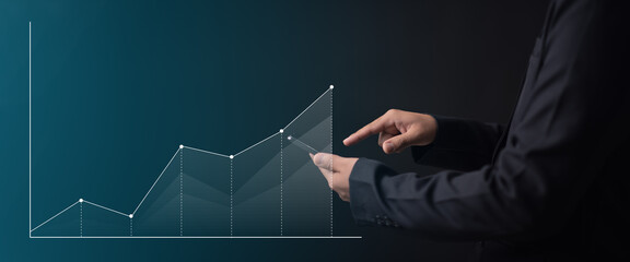 Businessman technology trading online.Financial Graph. Stock Market chart.  Business Internet Technology Concept.