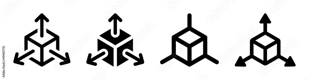 Aufkleber 3d cube icon set. 3-dimensional model icon vector illustration.