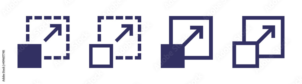 Wall mural scaling square icon set. resize symbol vector illustration.