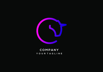 logo concept letter e and horse unicron