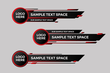 Black and Red lower third banner template set