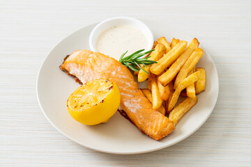fried salmon fish and chips