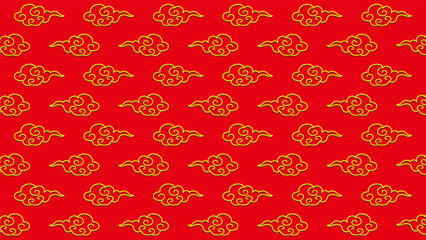 中華風の伝統模様の雲柄が並んでいるイラスト【背景・壁紙】